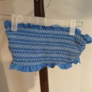 Tory Burch Smocked Coastal Bandeau bikini top